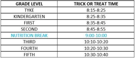 Trick or treat schedule